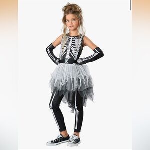 NWT Seasons Halloween Girls Ghostly Skeleton Costume 10-12